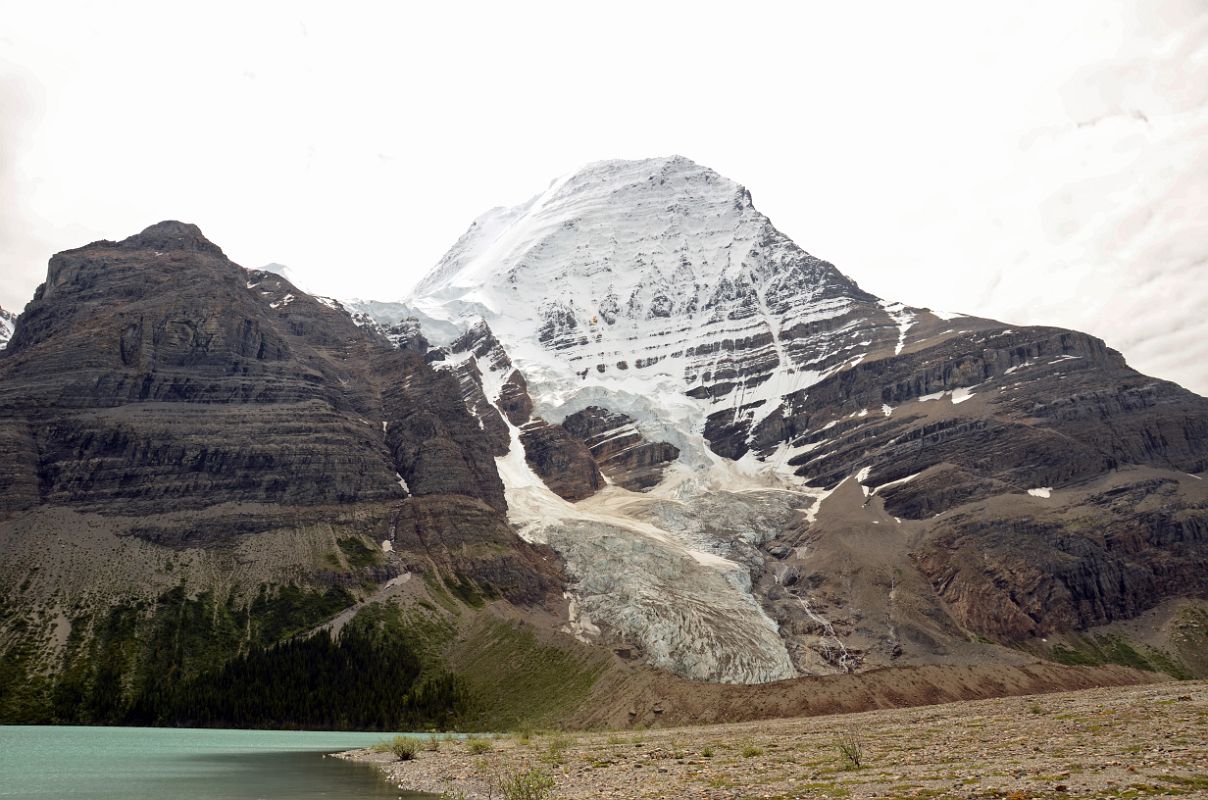 18 Mount Robson North and Emperor Faces, Mist Glacier From Berg Lake At South End Of Berg Lake